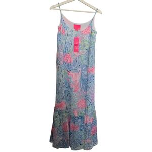 NWT Lilly Pulitzer Winni Sink Or Swim Vibrant Blue and Pink Maxi Dress